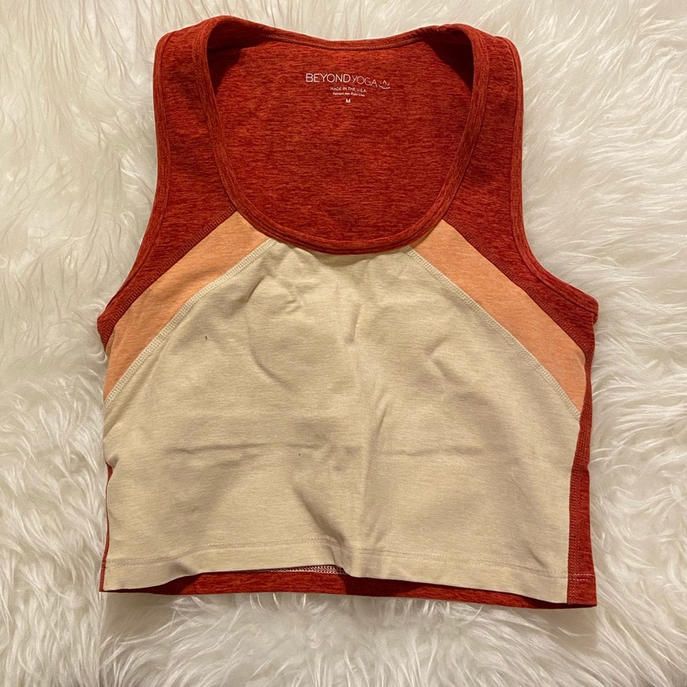 Beyond Yoga Red White Crop Top